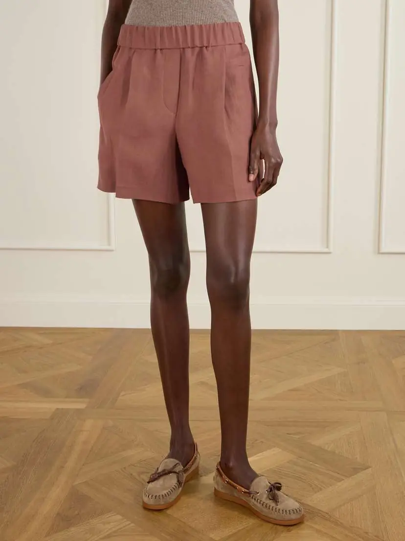 Brunello Cucinelli Pleated Twill Straight-leg Shorts | Thumbnail 3 Brunello Cucinelli Pleated Twill Straight-leg Shorts | Thumbnail 3