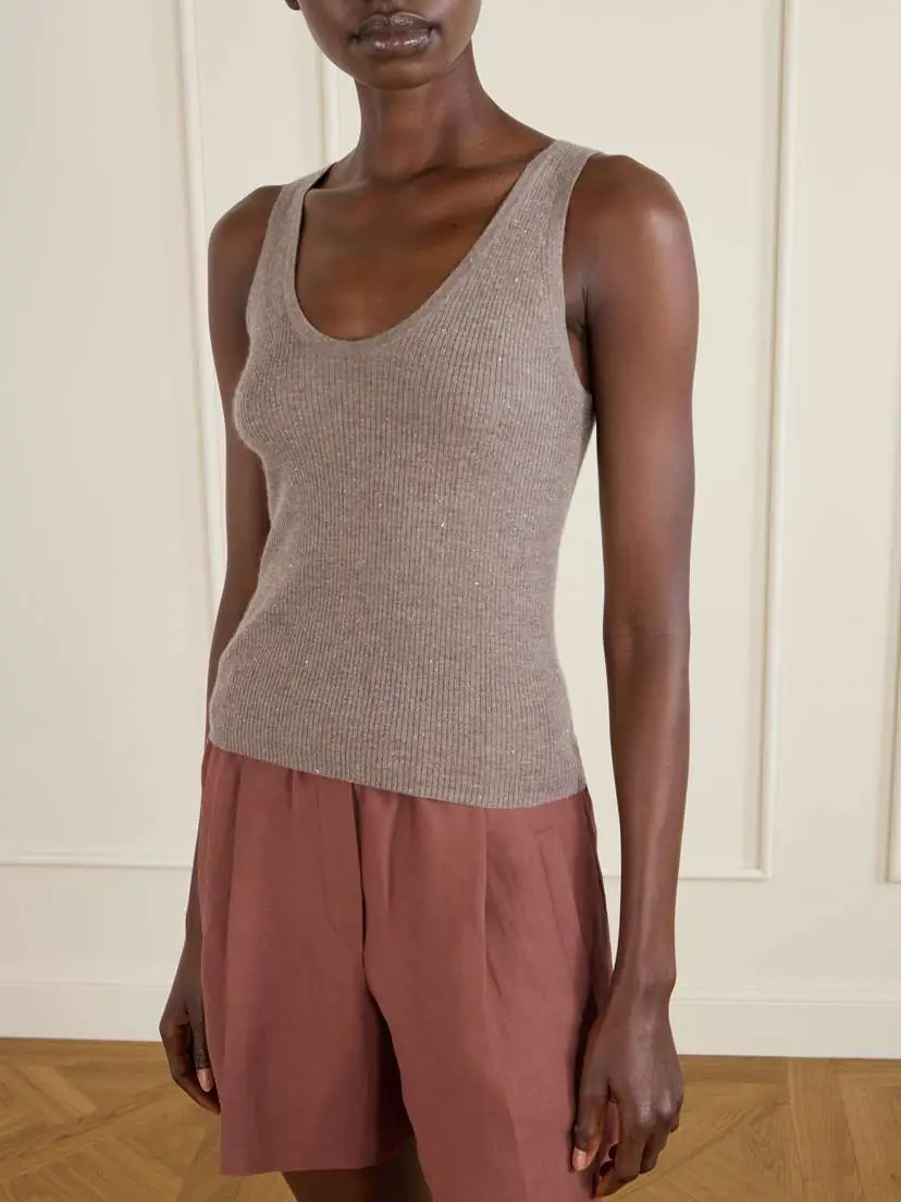 Brunello Cucinelli Ribbed Lurex Tank | Thumbnail 3 Brunello Cucinelli Ribbed Lurex Tank | Thumbnail 3