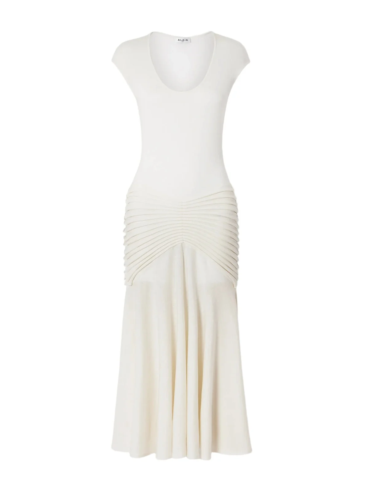 Ruched Wool Maxi Dress