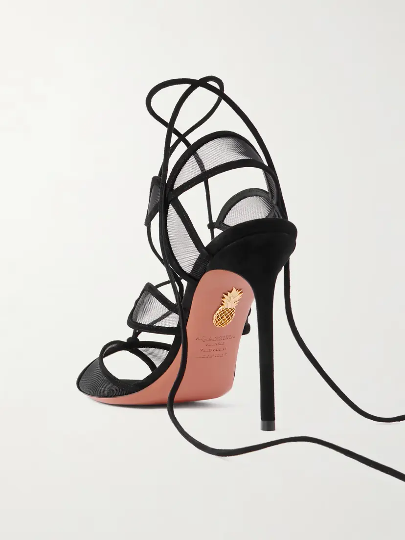 Aquazzura Fatal Attraction 105 Suede-trimmed Mesh Sandals | Thumbnail 3