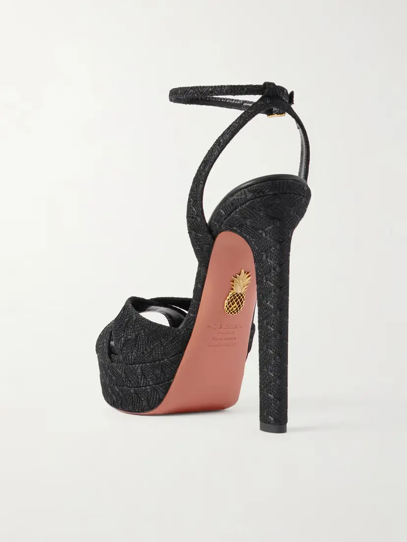 Aquazzura Divine Plateau 130 Metallic Woven Platform Sandals | Thumbnail 3