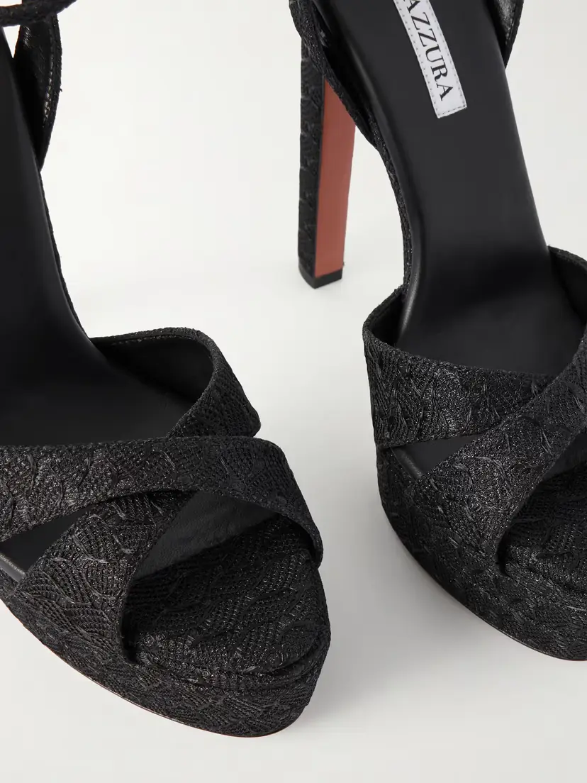 Aquazzura Divine Plateau 130 Metallic Woven Platform Sandals | Thumbnail 5