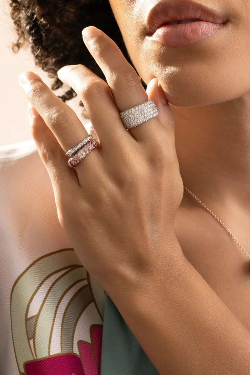 FULLORD Pink Sapphire Diamond Slim Ghost Ring | Thumbnail 2 FULLORD Pink Sapphire Diamond Slim Ghost Ring | Thumbnail 2