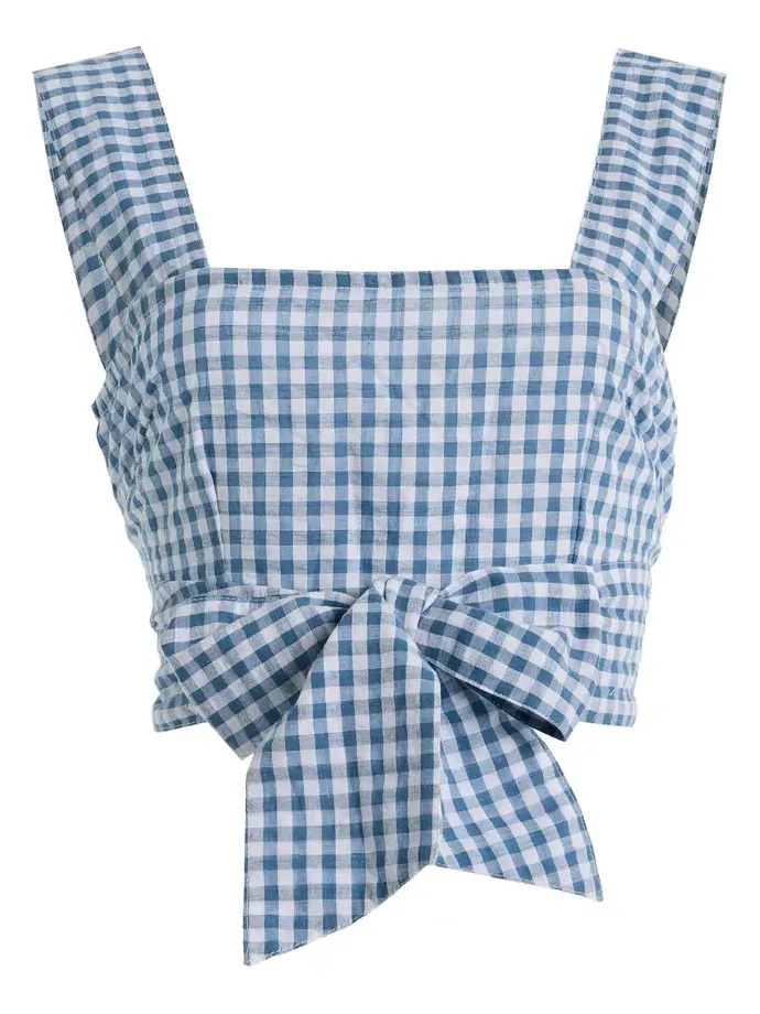 All That Remains Gingham Seersucker Cotton Tie Top