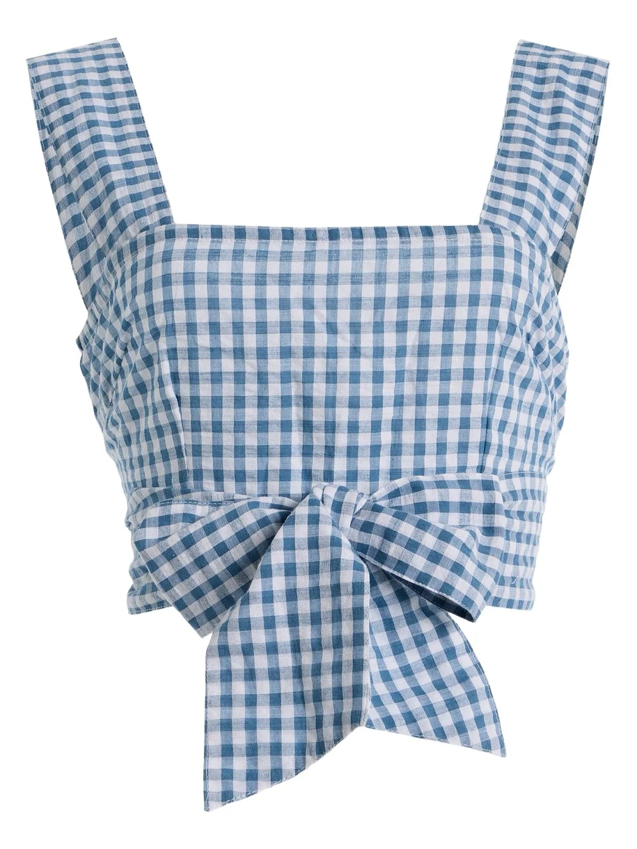 All That Remains Gingham Seersucker Cotton Tie Top
