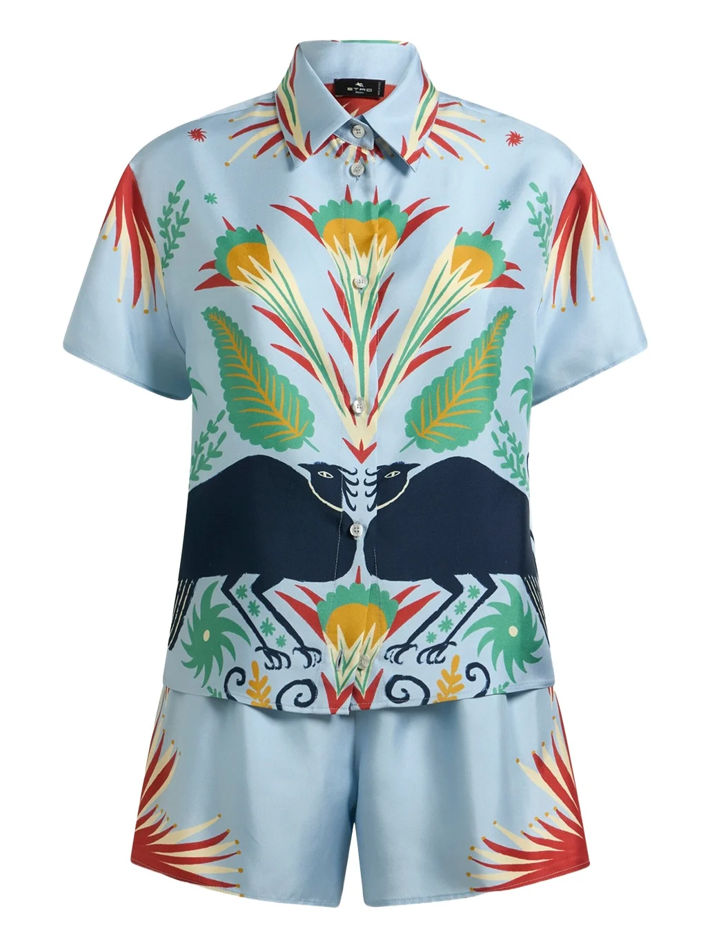 Printed Silk Shorts Set