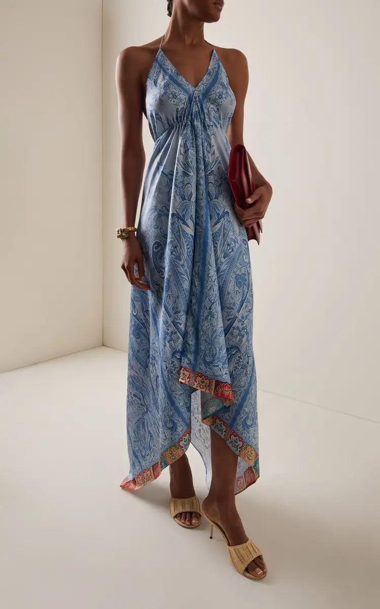 Etro Patterned Asymmetric Midi Dress | Thumbnail 2 Etro Patterned Asymmetric Midi Dress | Thumbnail 2
