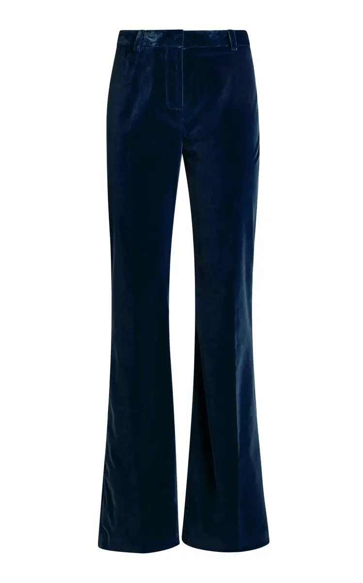 Mid-Rise Velvet Flared Pants