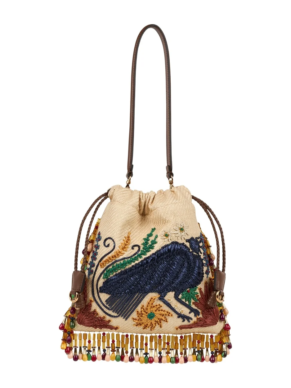 Etro Small Kalispera Raffia Bag