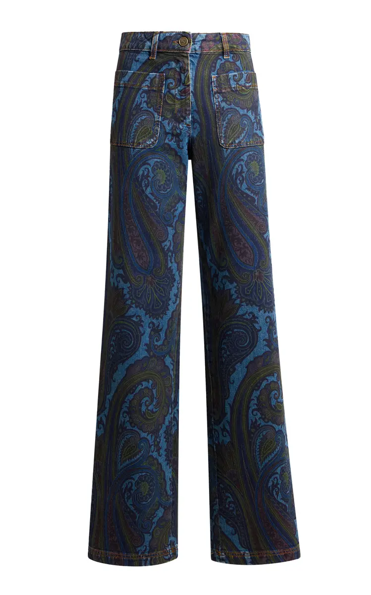 Etro Paisley Denim Wide-Leg Jeans