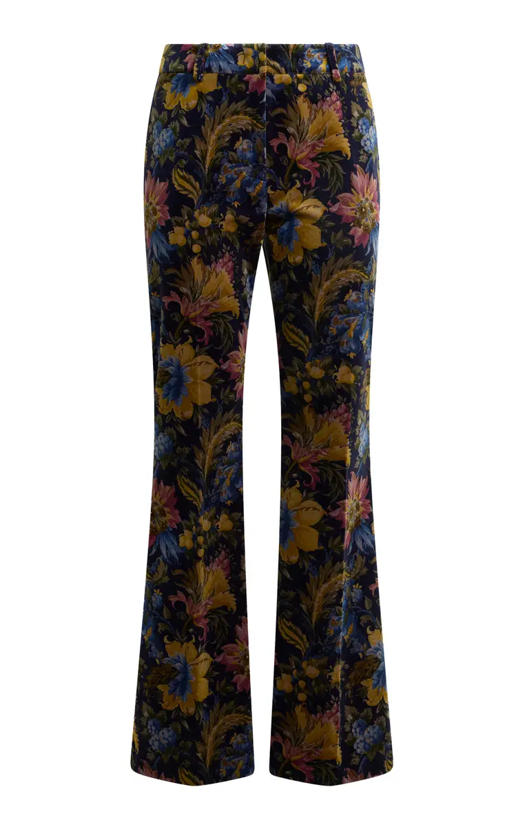 Etro Floral Cotton-Blend Velvet Flared Pants | Thumbnail 7 Etro Floral Cotton-Blend Velvet Flared Pants | Thumbnail 7