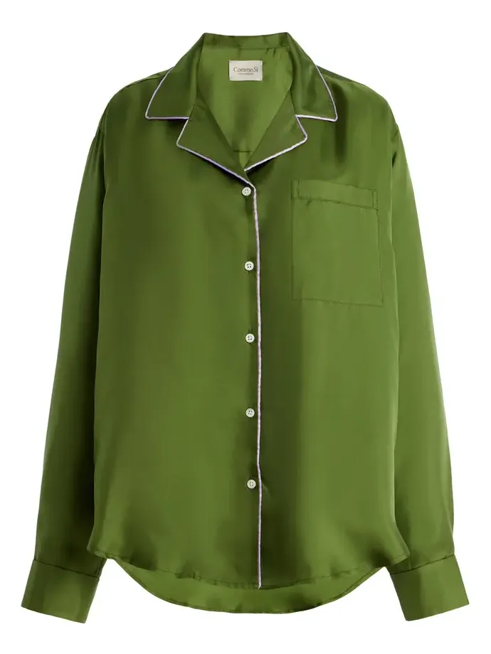 Comme Si Notched Collar Silk Shirt