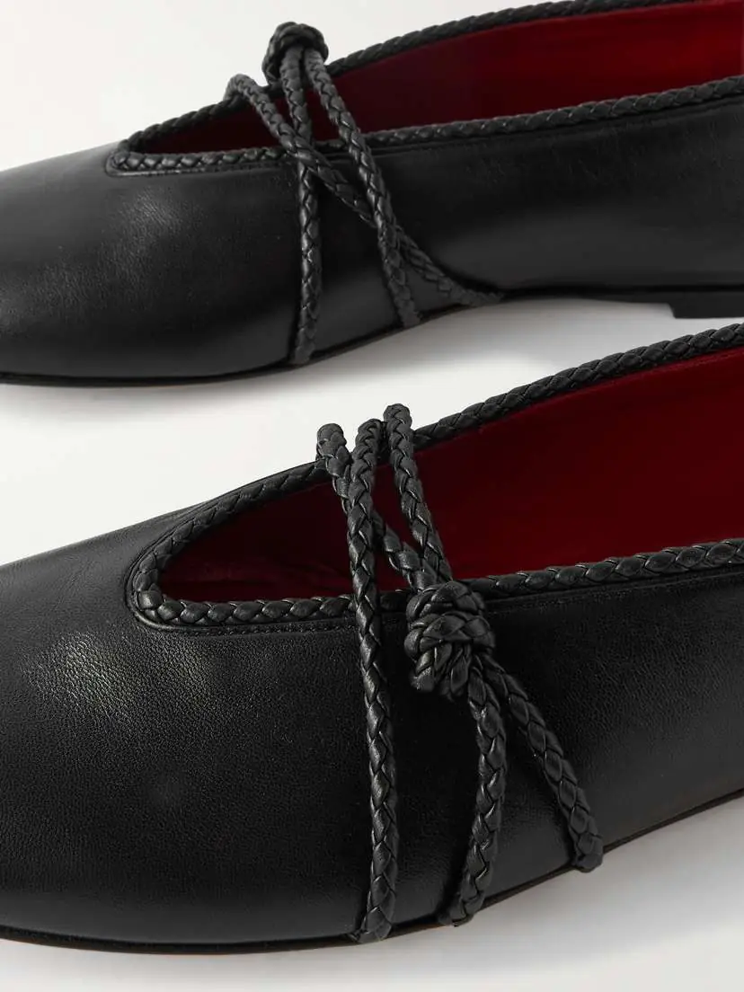 Bottega Veneta Rosa Intrecciato-trimmed Leather Ballet Flats | Thumbnail 4 Bottega Veneta Rosa Intrecciato-trimmed Leather Ballet Flats | Thumbnail 4