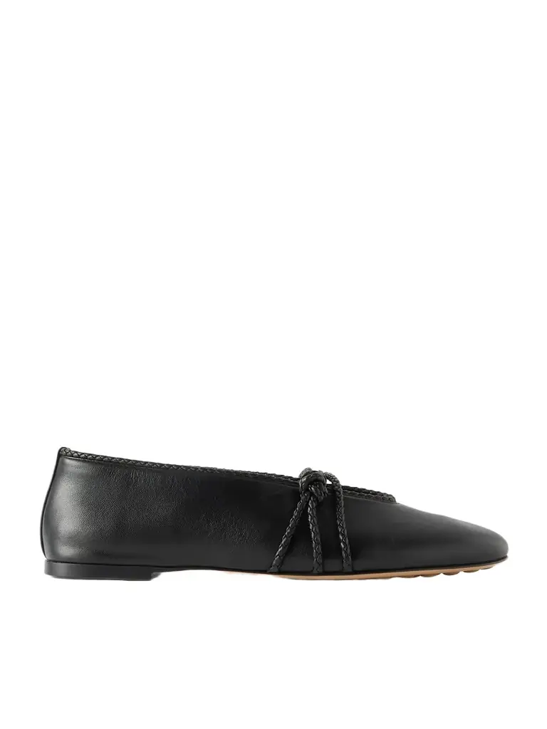 Bottega Veneta Rosa Intrecciato-trimmed Leather Ballet Flats | Image 1 Bottega Veneta Rosa Intrecciato-trimmed Leather Ballet Flats | Image 1
