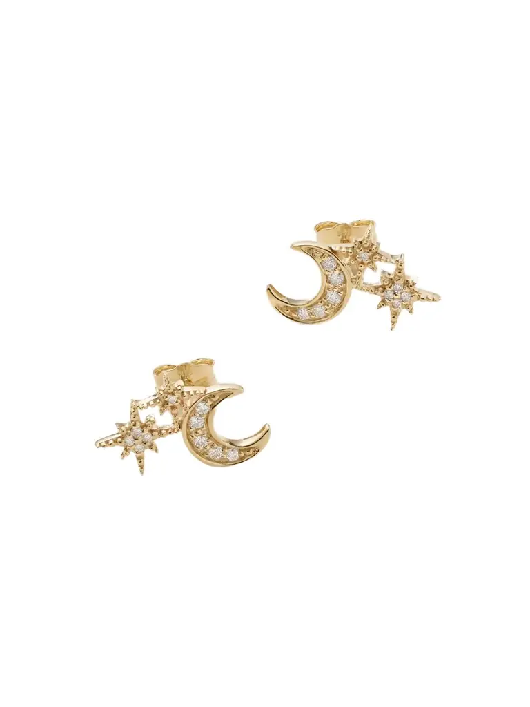 Moon 14-karat Gold Diamond Earrings Moon 14-karat Gold Diamond Earrings