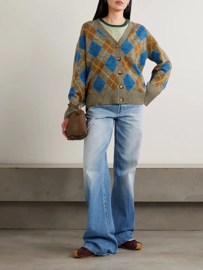 La Ligne Hamish Argyle Wool And Cashmere-blend Cardigan | Thumbnail 2 La Ligne Hamish Argyle Wool And Cashmere-blend Cardigan | Thumbnail 2