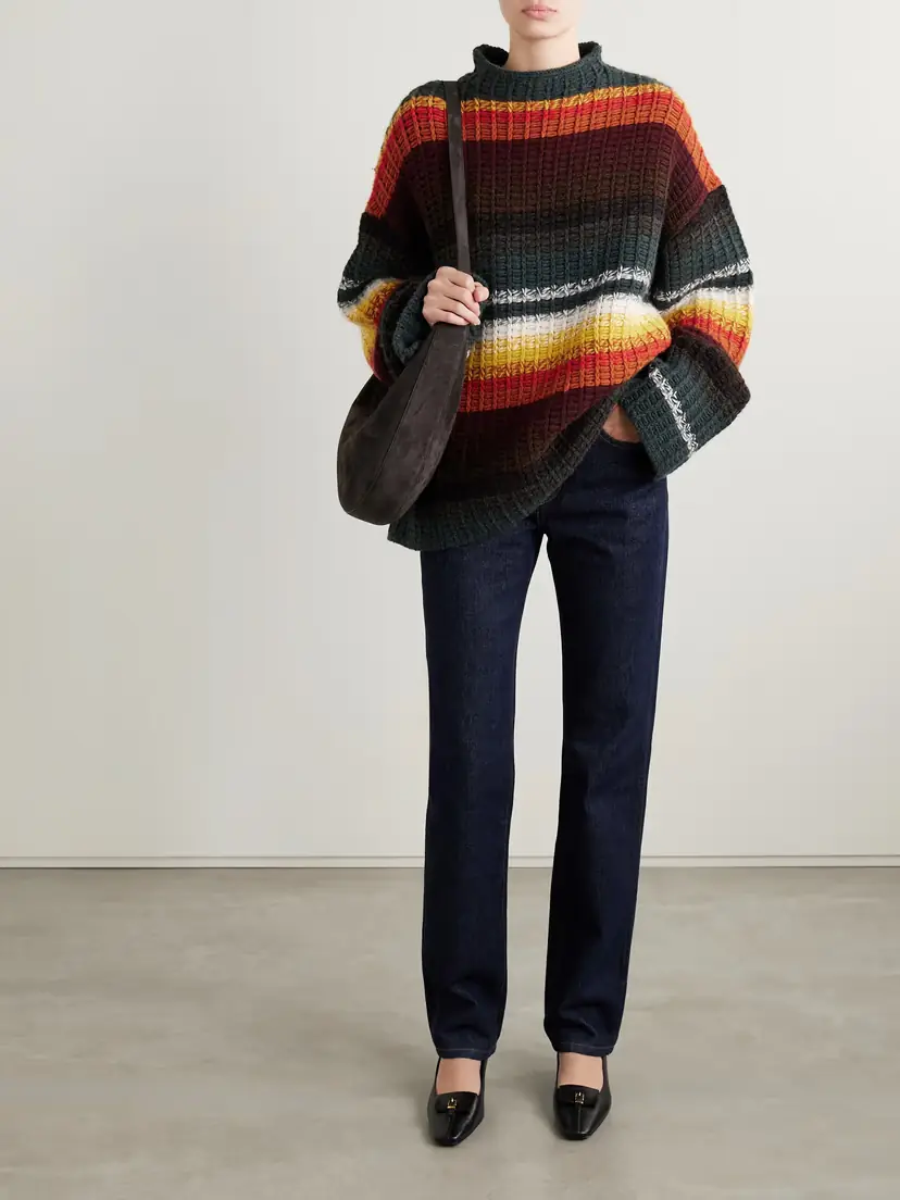 Khaite Yanis Oversized Ribbed Striped Cashmere Sweater | Thumbnail 2