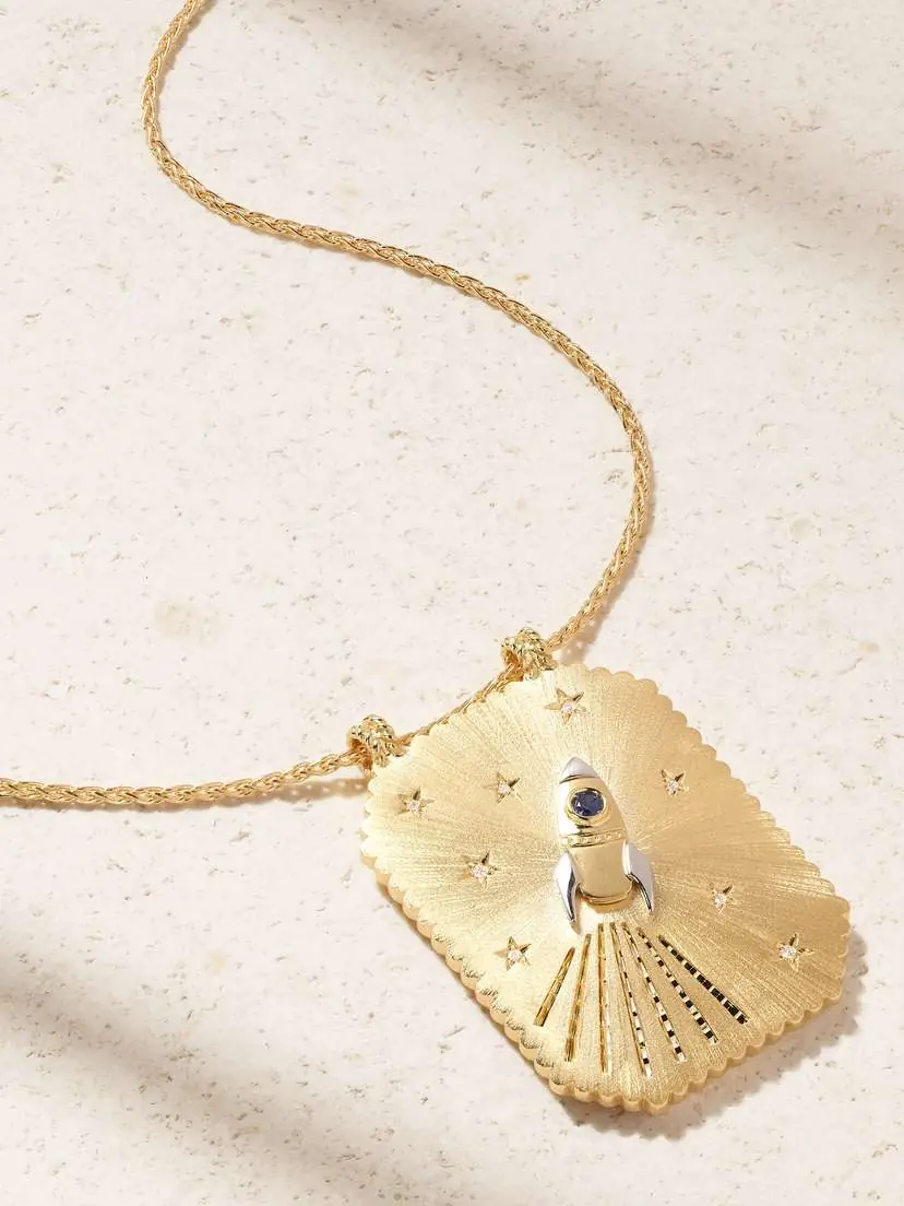 Marie Lichtenberg Love You To The Moon Scapular 18-karat Gold, Sapphire And Diamond Necklace | Thumbnail 4 Marie Lichtenberg Love You To The Moon Scapular 18-karat Gold, Sapphire And Diamond Necklace | Thumbnail 4