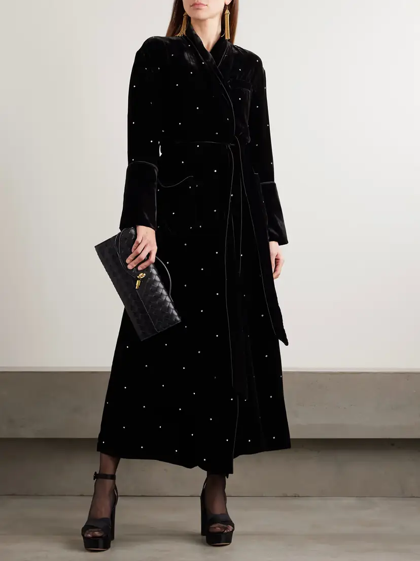 Olivia von Halle Capability Crystal-embellished Belted Velvet Robe | Thumbnail 2 Olivia von Halle Capability Crystal-embellished Belted Velvet Robe | Thumbnail 2
