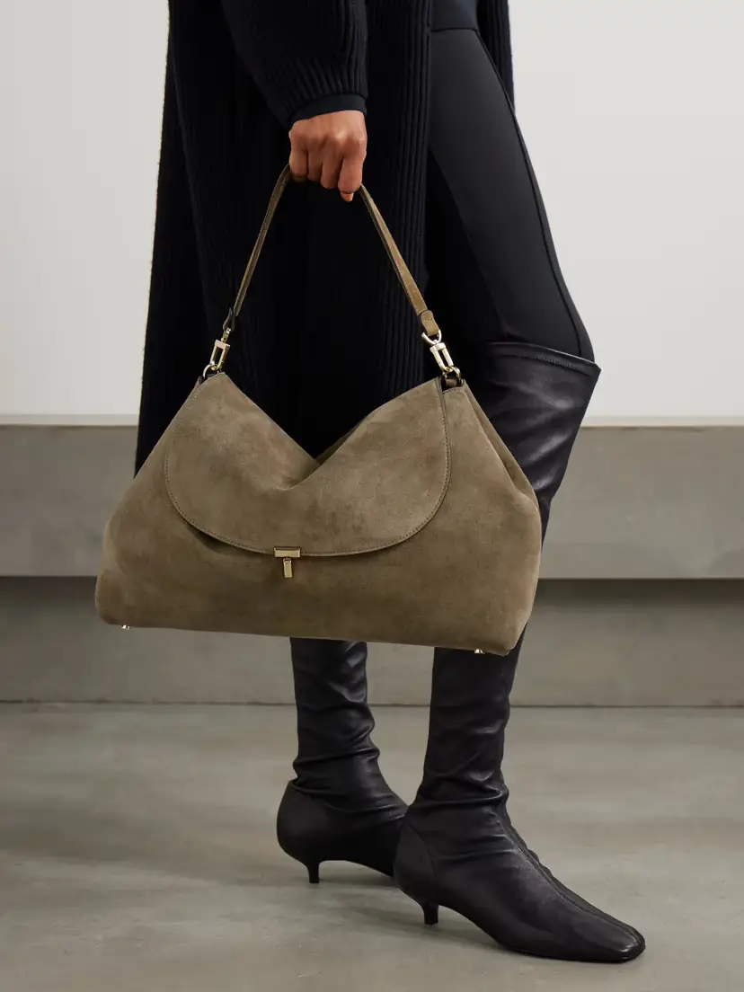 TOTEME T-lock Large Suede Shoulder Bag | Thumbnail 2