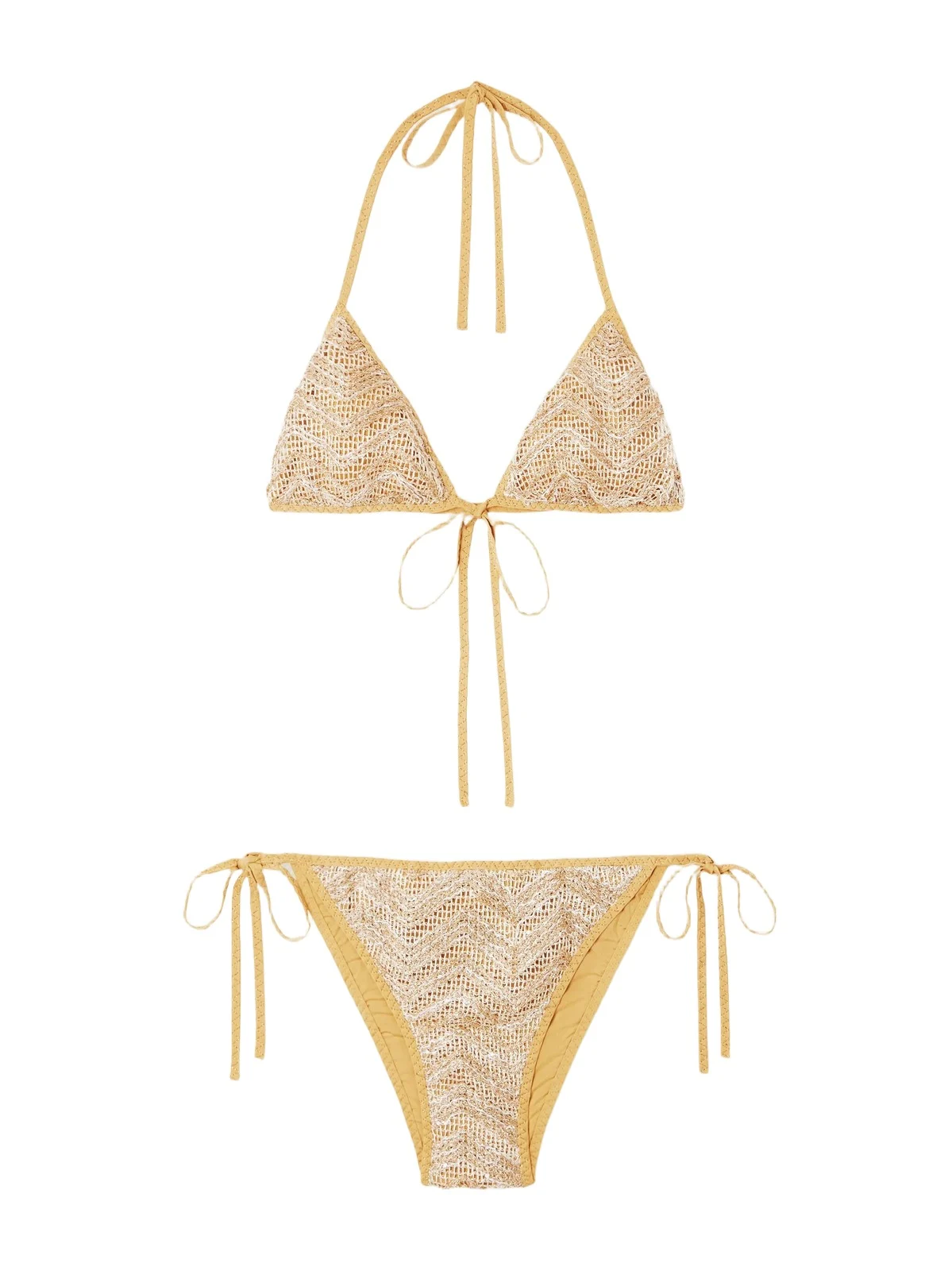 Mare Sequin-embellished Striped Metallic Crochet-knit Triangle Bikini Mare Sequin-embellished Striped Metallic Crochet-knit Triangle Bikini