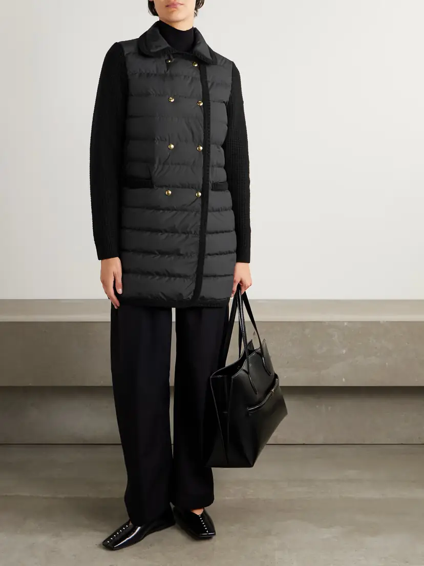 Moncler Double-breasted Wool And Cashmere-blend And Quilted Shell Down Cardigan. | Thumbnail 2 Moncler Double-breasted Wool And Cashmere-blend And Quilted Shell Down Cardigan. | Thumbnail 2