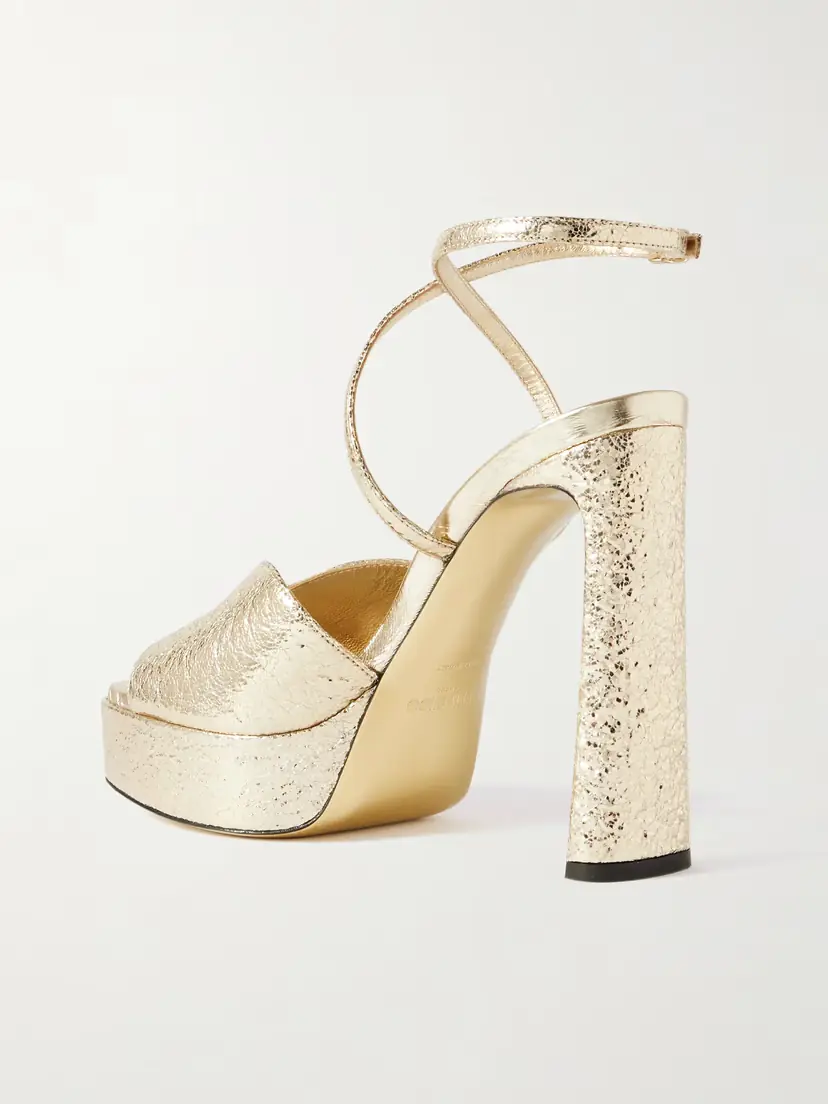 Jimmy Choo Karli 125 Metallic Textured-leather Platform Sandals | Thumbnail 3