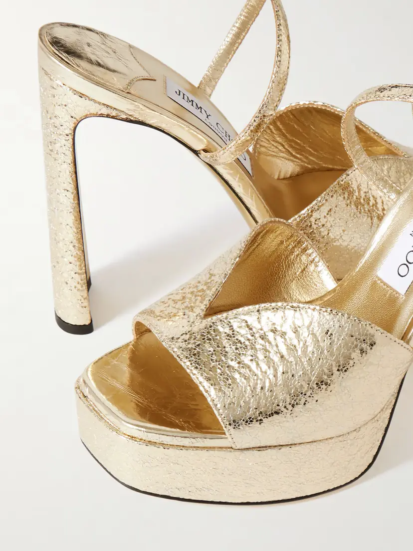 Jimmy Choo Karli 125 Metallic Textured-leather Platform Sandals | Thumbnail 4