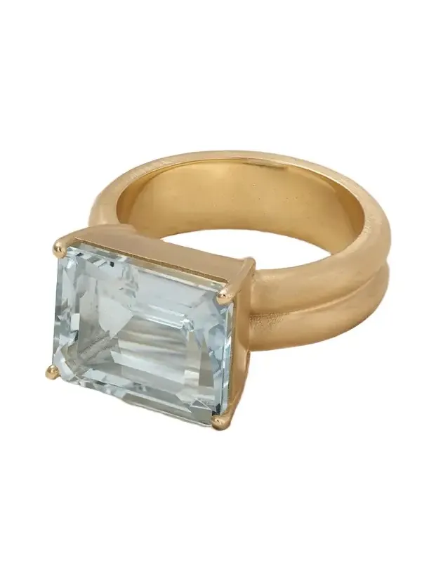 Gemmy Gem 18-karat Gold Aquamarine Ring