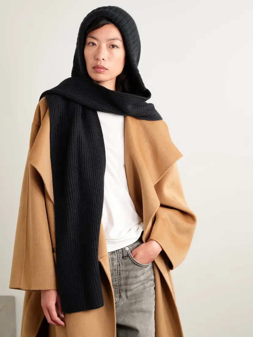 Yves Salomon Hooded Ribbed Wool And Cashmere-blend Snood | Thumbnail 2