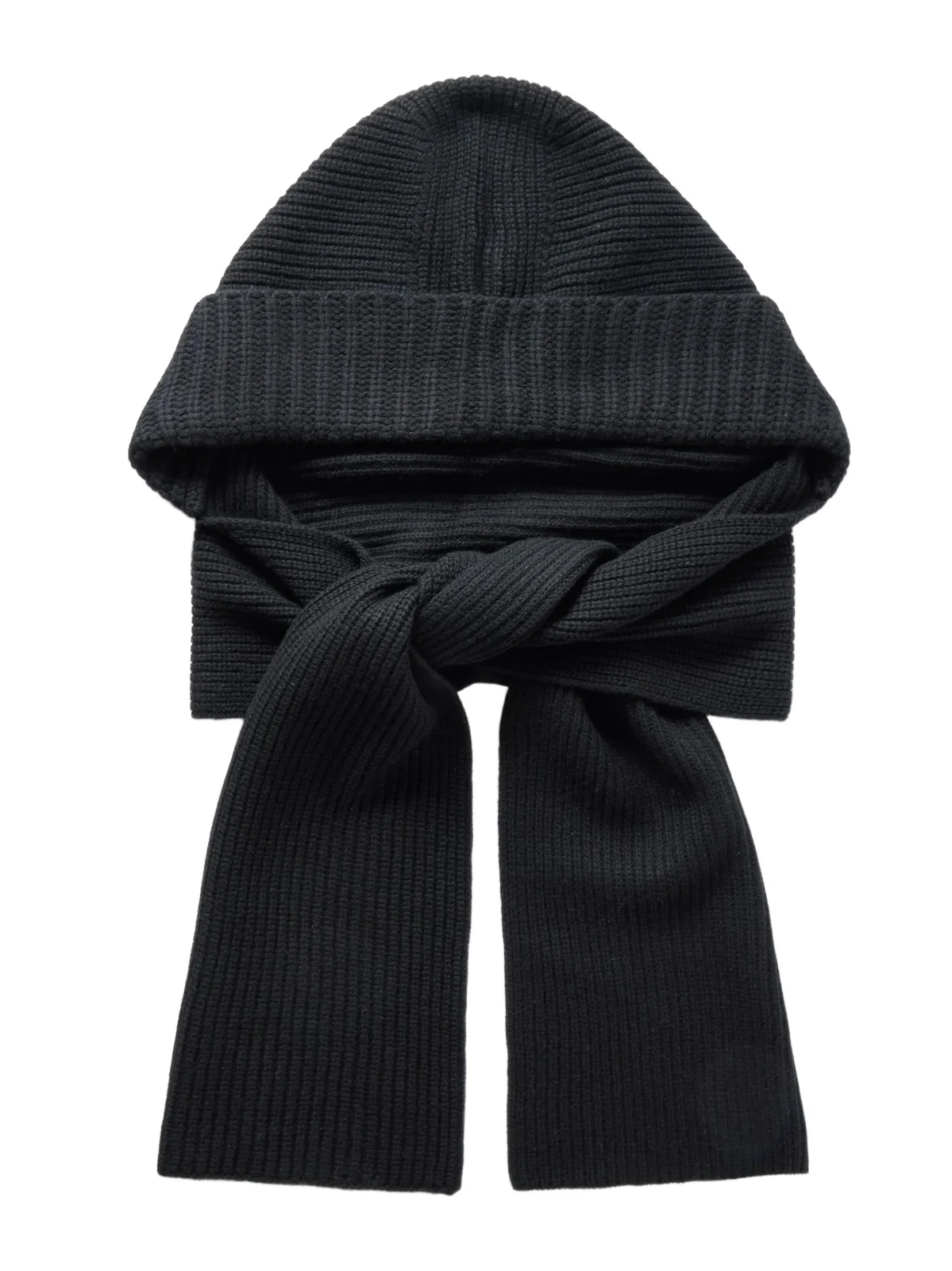 Hooded Ribbed Wool And Cashmere-blend Snood - Black