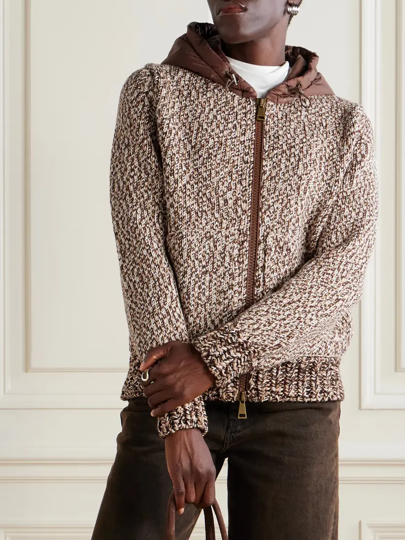 Moncler Hooded Quilted Shell-trimmed Wool Cardigan | Thumbnail 3