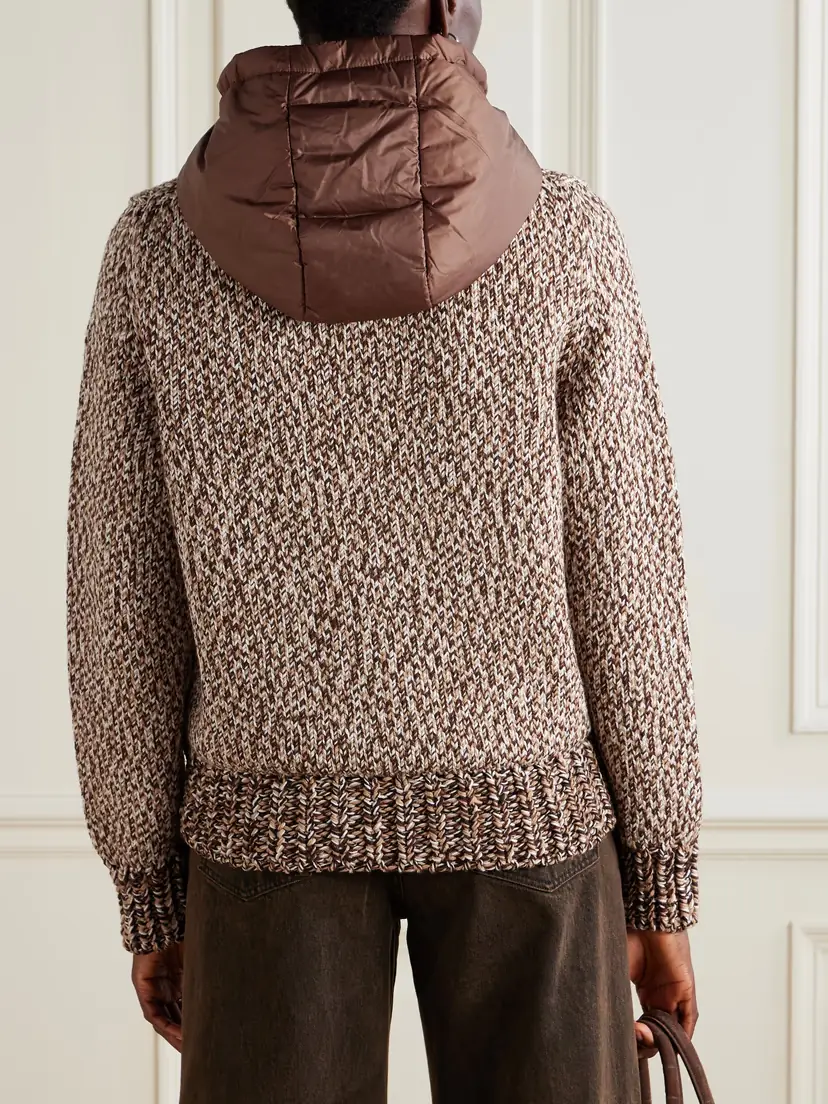 Moncler Hooded Quilted Shell-trimmed Wool Cardigan | Thumbnail 4