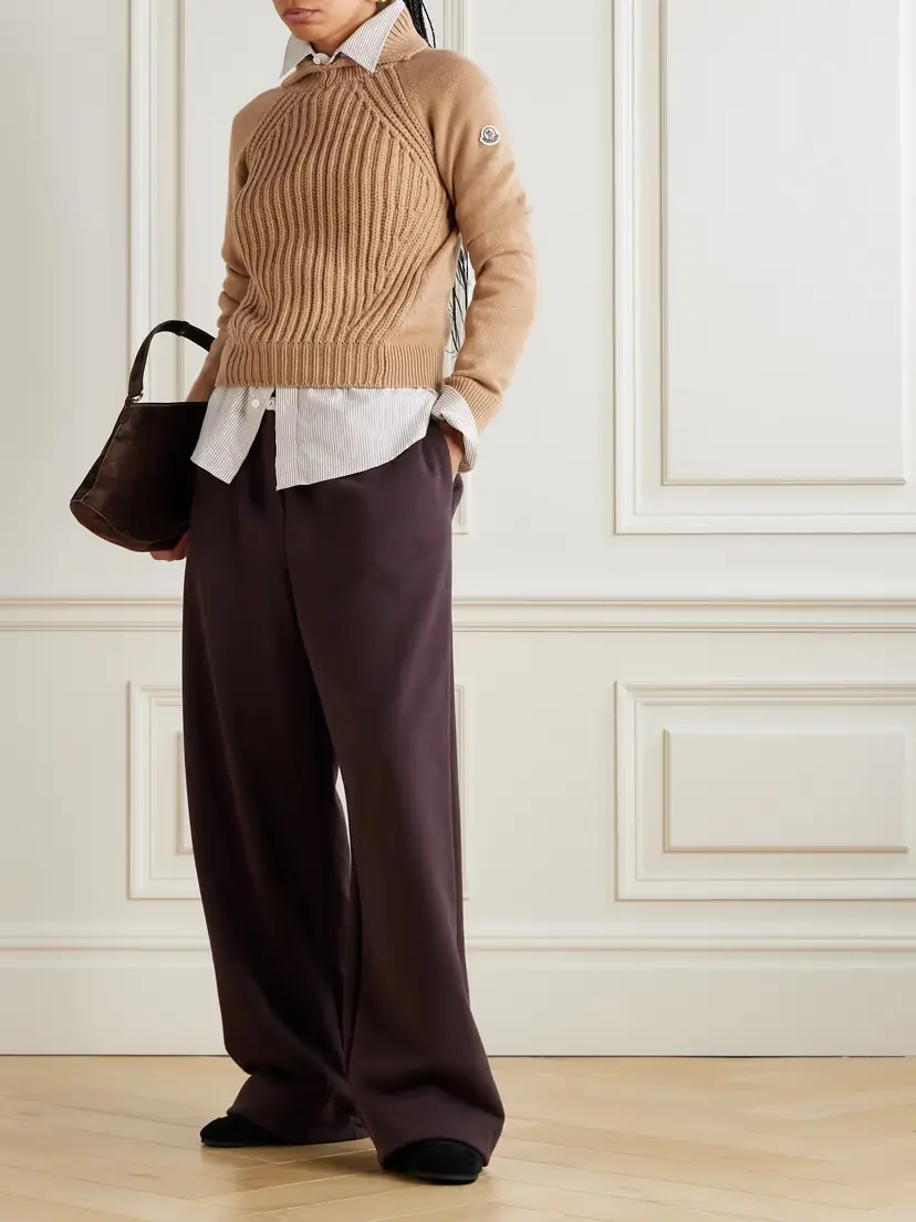 Moncler Ribbed Wool And Cashmere-blend Polo Sweater | Thumbnail 2 Moncler Ribbed Wool And Cashmere-blend Polo Sweater | Thumbnail 2