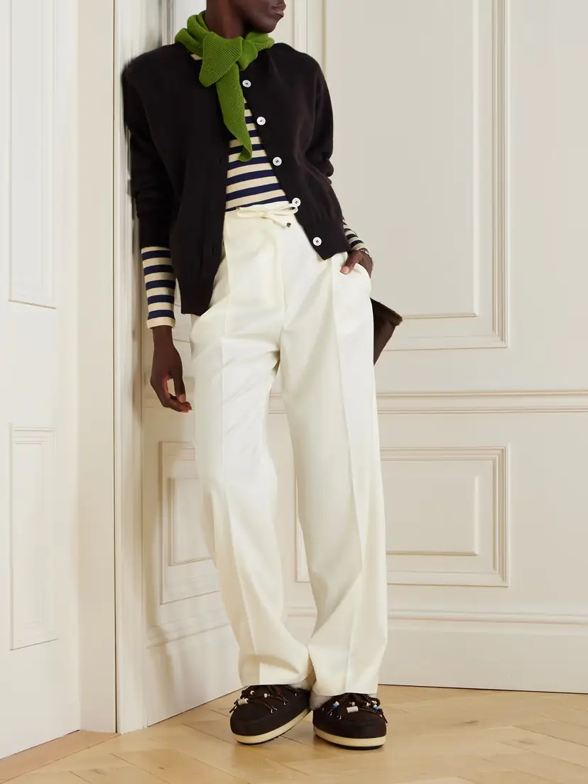 Moncler Pleated Wool-gabardine Wide-leg Pants | Thumbnail 2