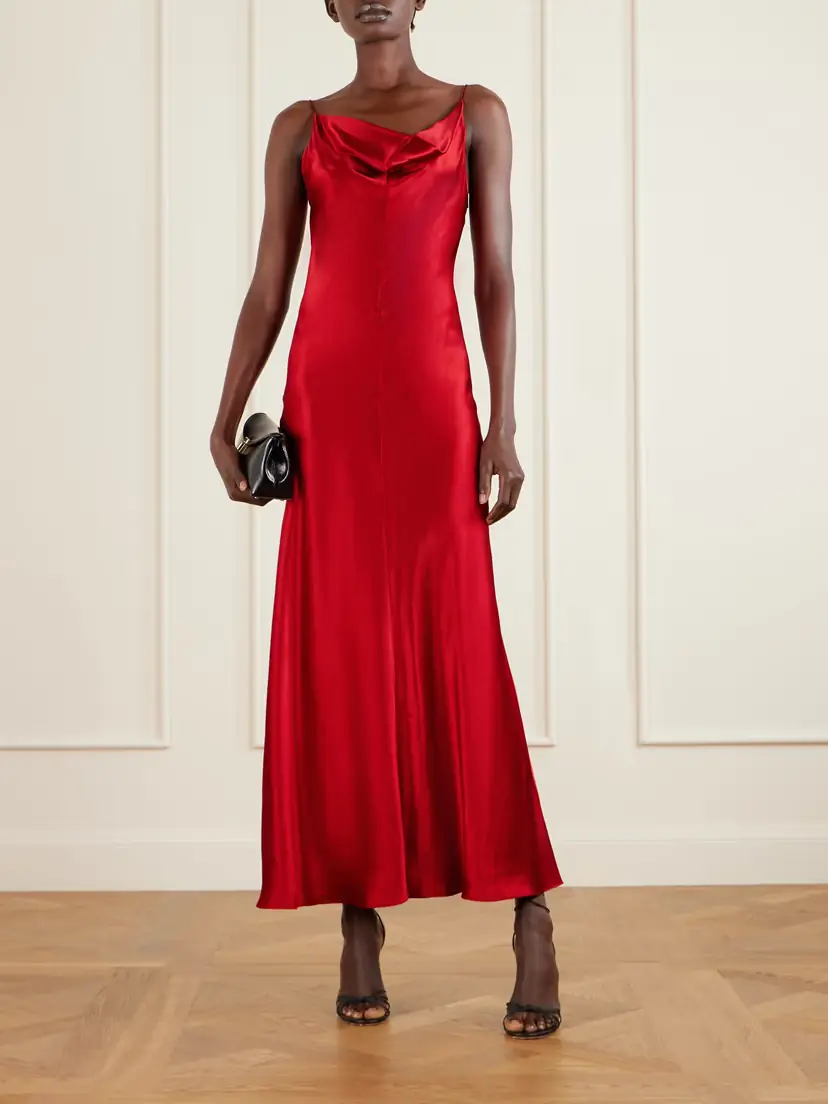 FFORME Emi Draped Hammered-satin Maxi Dress | Thumbnail 2