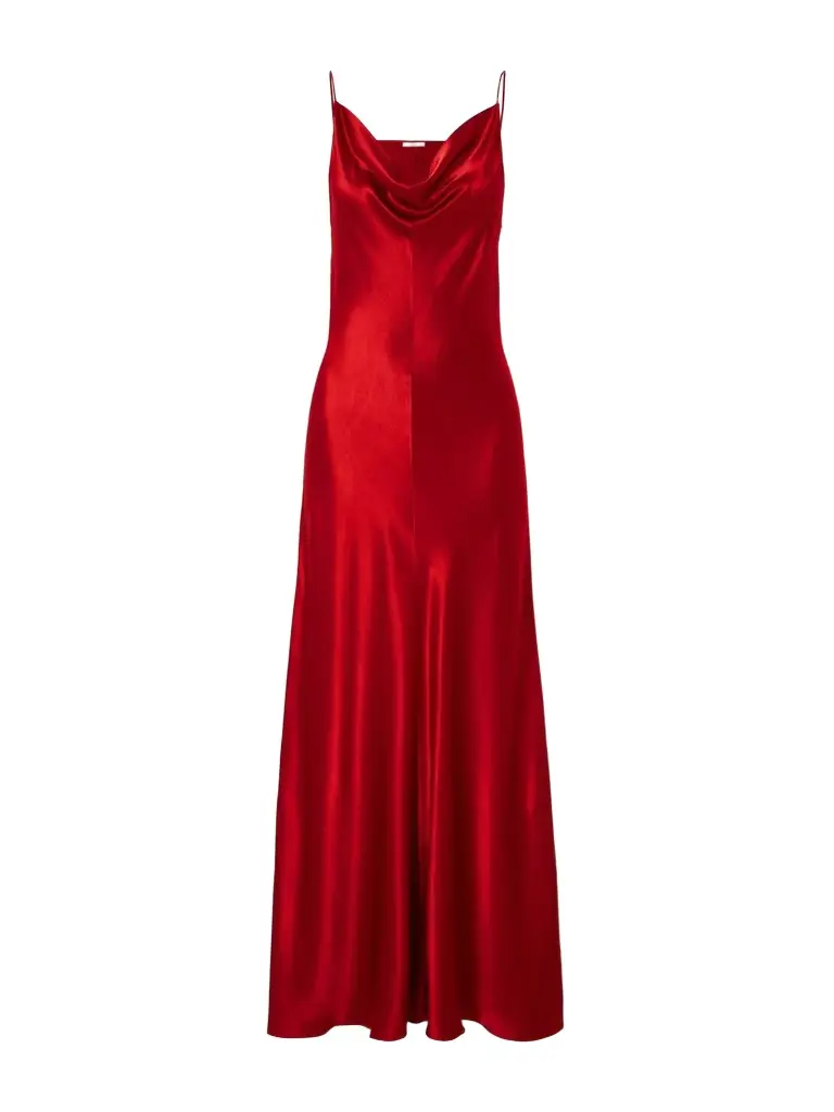Emi Draped Hammered-satin Maxi Dress Emi Draped Hammered-satin Maxi Dress