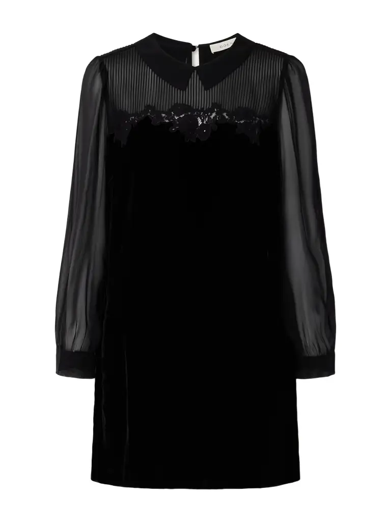 Madelynne Corded Lace And Silk Chiffon-trimmed Velvet Mini Dress