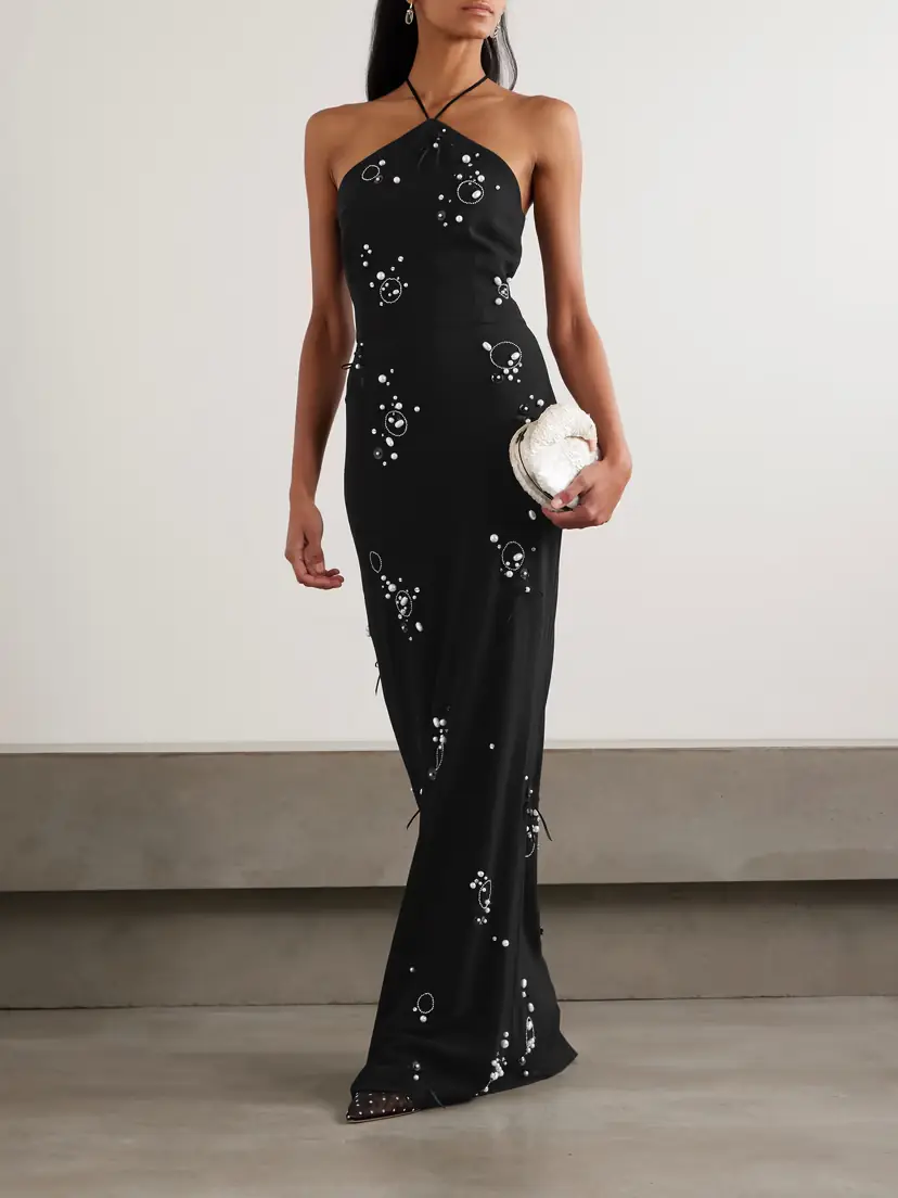 BERNADETTE Jolene Embellished Stretch-crepe Halterneck Gown | Thumbnail 2 BERNADETTE Jolene Embellished Stretch-crepe Halterneck Gown | Thumbnail 2