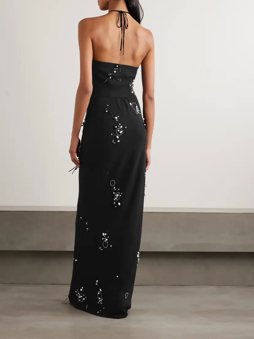 BERNADETTE Jolene Embellished Stretch-crepe Halterneck Gown | Thumbnail 3 BERNADETTE Jolene Embellished Stretch-crepe Halterneck Gown | Thumbnail 3