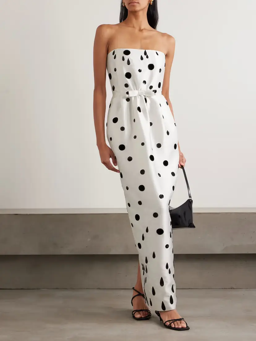 BERNADETTE Lenette Strapless Embellished Polka-dot Taffeta Gown | Thumbnail 2 BERNADETTE Lenette Strapless Embellished Polka-dot Taffeta Gown | Thumbnail 2
