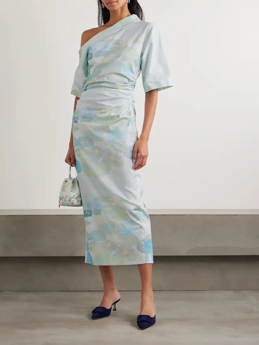 BERNADETTE Bowery Off-the-shoulder Printed Stretch-cotton Midi Dress | Thumbnail 2