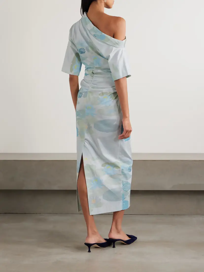 BERNADETTE Bowery Off-the-shoulder Printed Stretch-cotton Midi Dress | Thumbnail 3