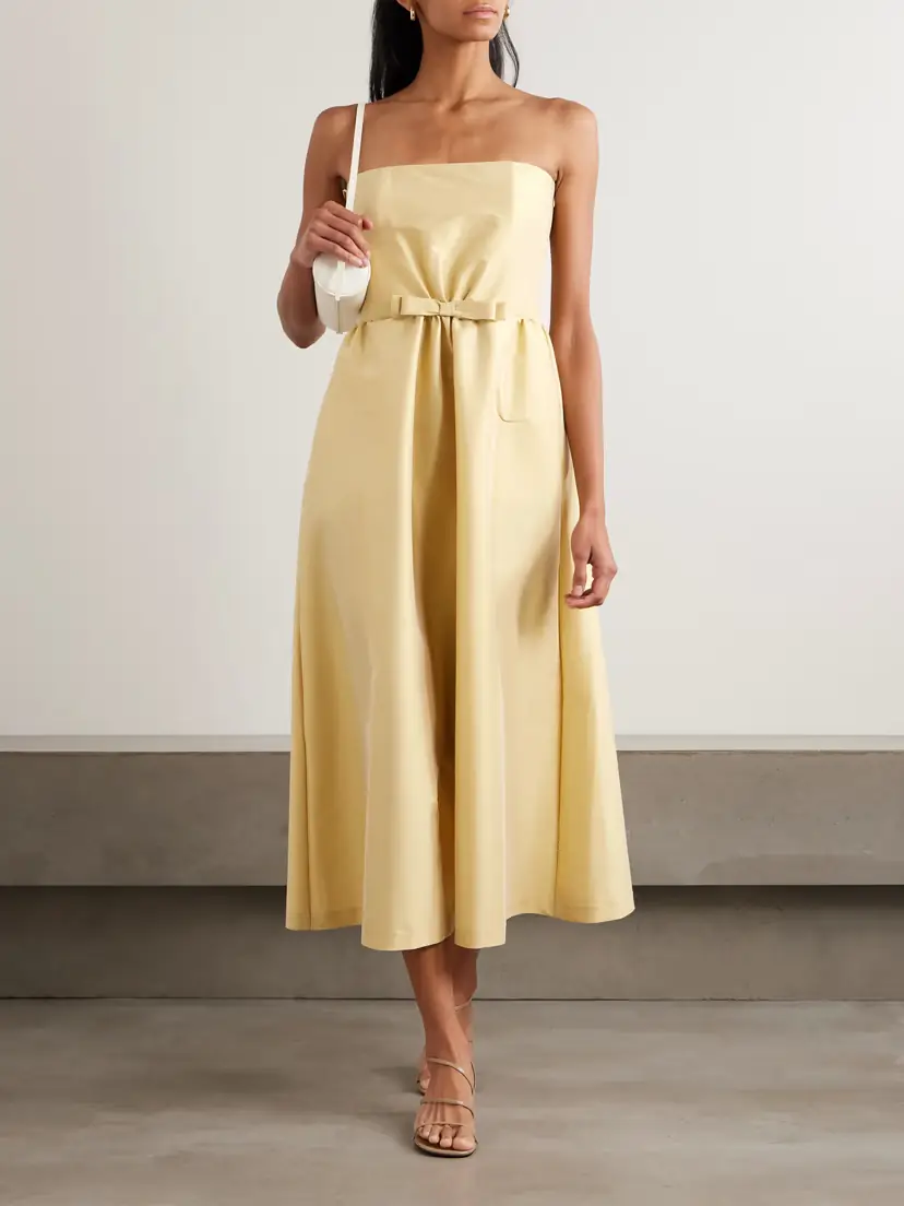 BERNADETTE Bodette Strapless Bow-detailed Taffeta Midi Dress | Thumbnail 2