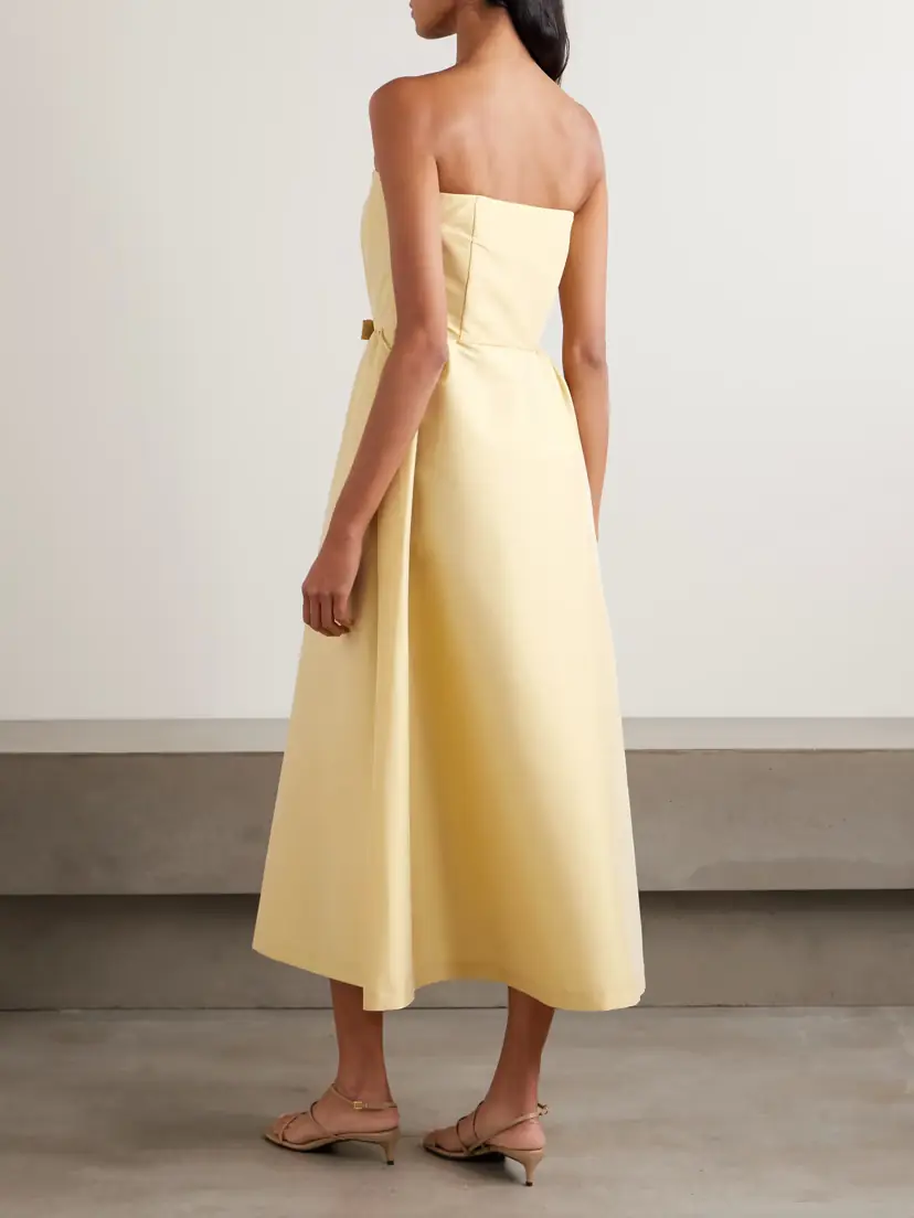 BERNADETTE Bodette Strapless Bow-detailed Taffeta Midi Dress | Thumbnail 3