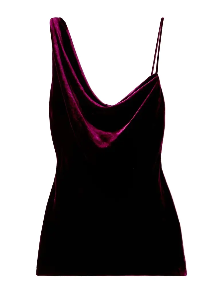 Asymmetric Draped Velvet Top