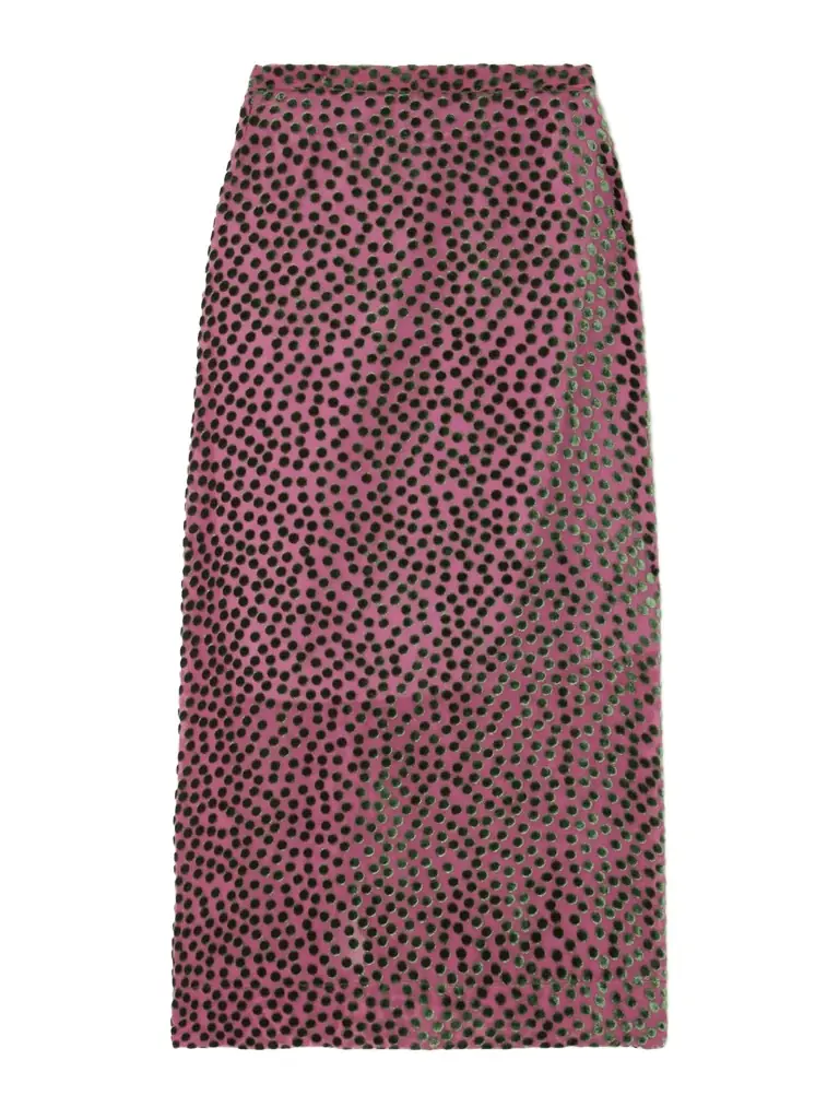 Devoré-velvet Midi Skirt