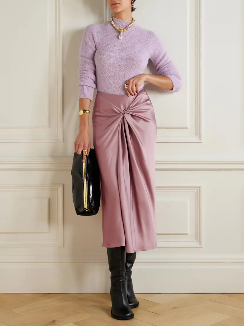 Dries Van Noten Twist-front Satin-crepe Midi Skirt | Thumbnail 2