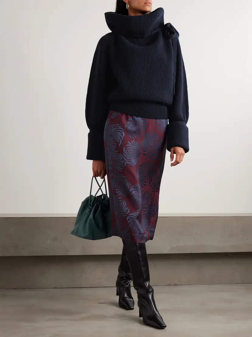 Dries Van Noten Tie-detailed Ribbed Wool Turtleneck Sweater | Thumbnail 2