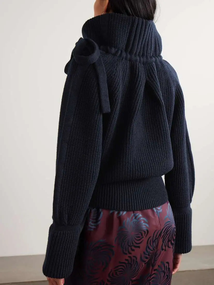 Dries Van Noten Tie-detailed Ribbed Wool Turtleneck Sweater | Thumbnail 3